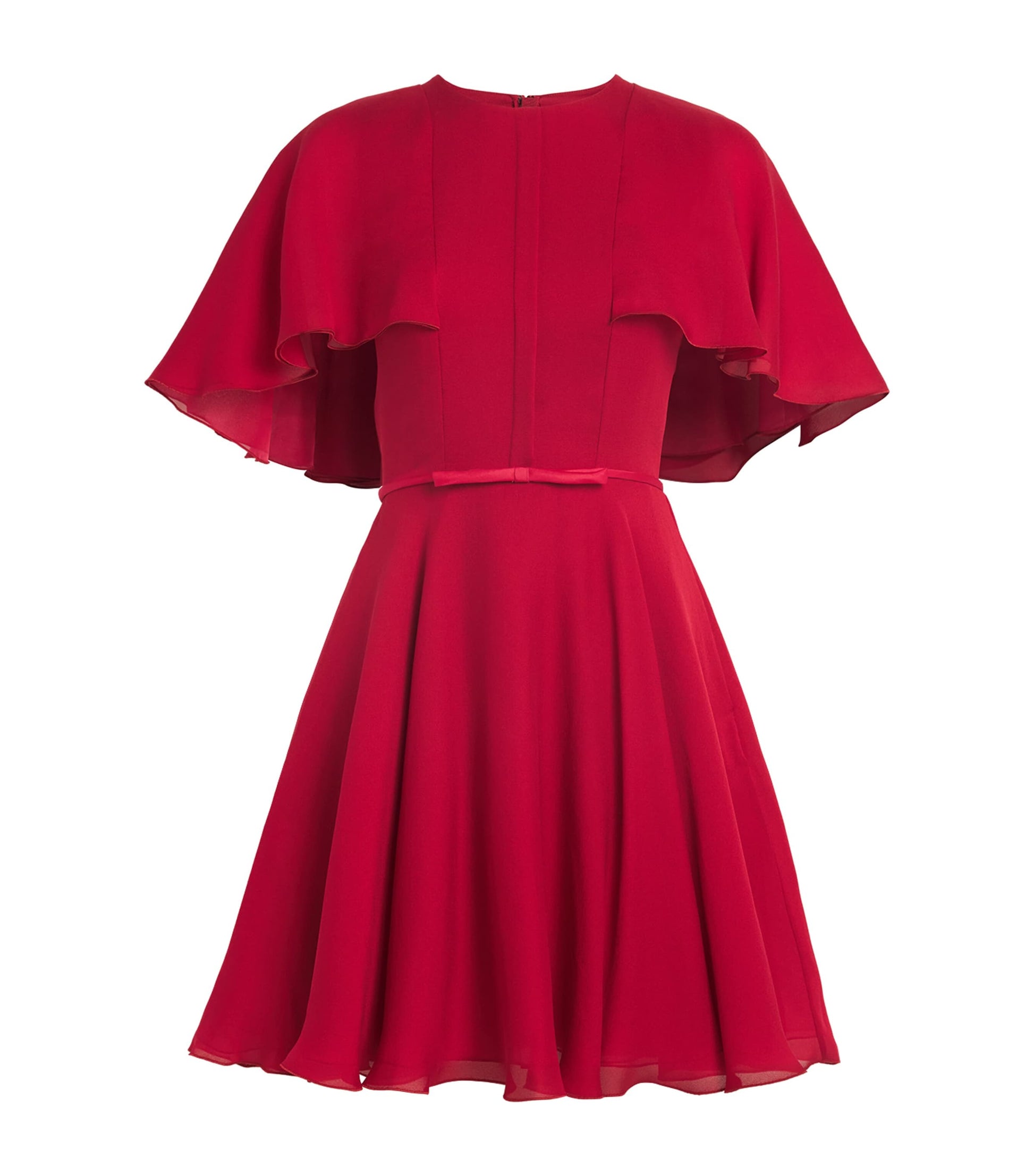 Red Silk Belted Mini Dress