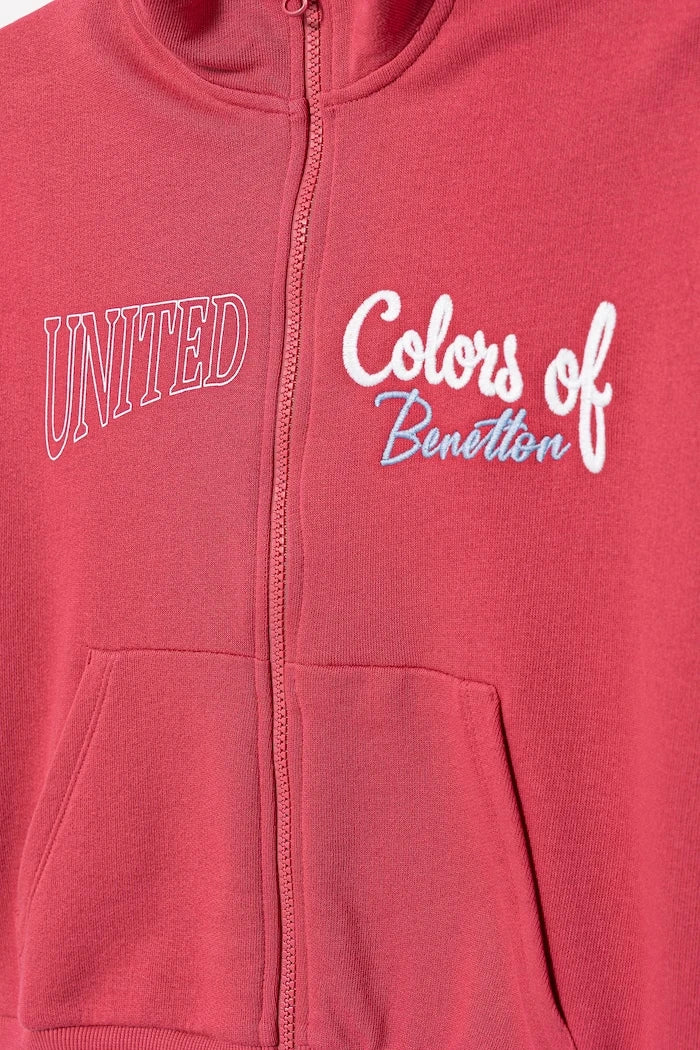 United Colors of Benetton Pamuklu Çocuk Fermuarlı Sweatshirt