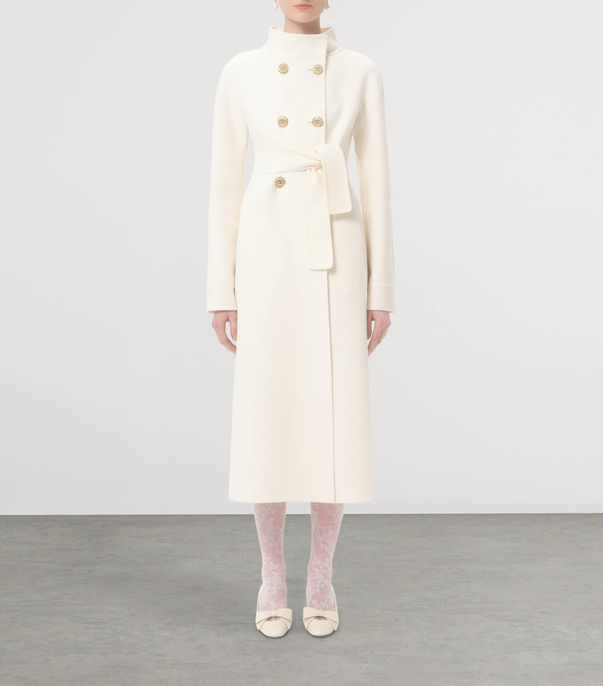 Valentino Ivory Wool-Cashmere Double-Breasted Overcoat