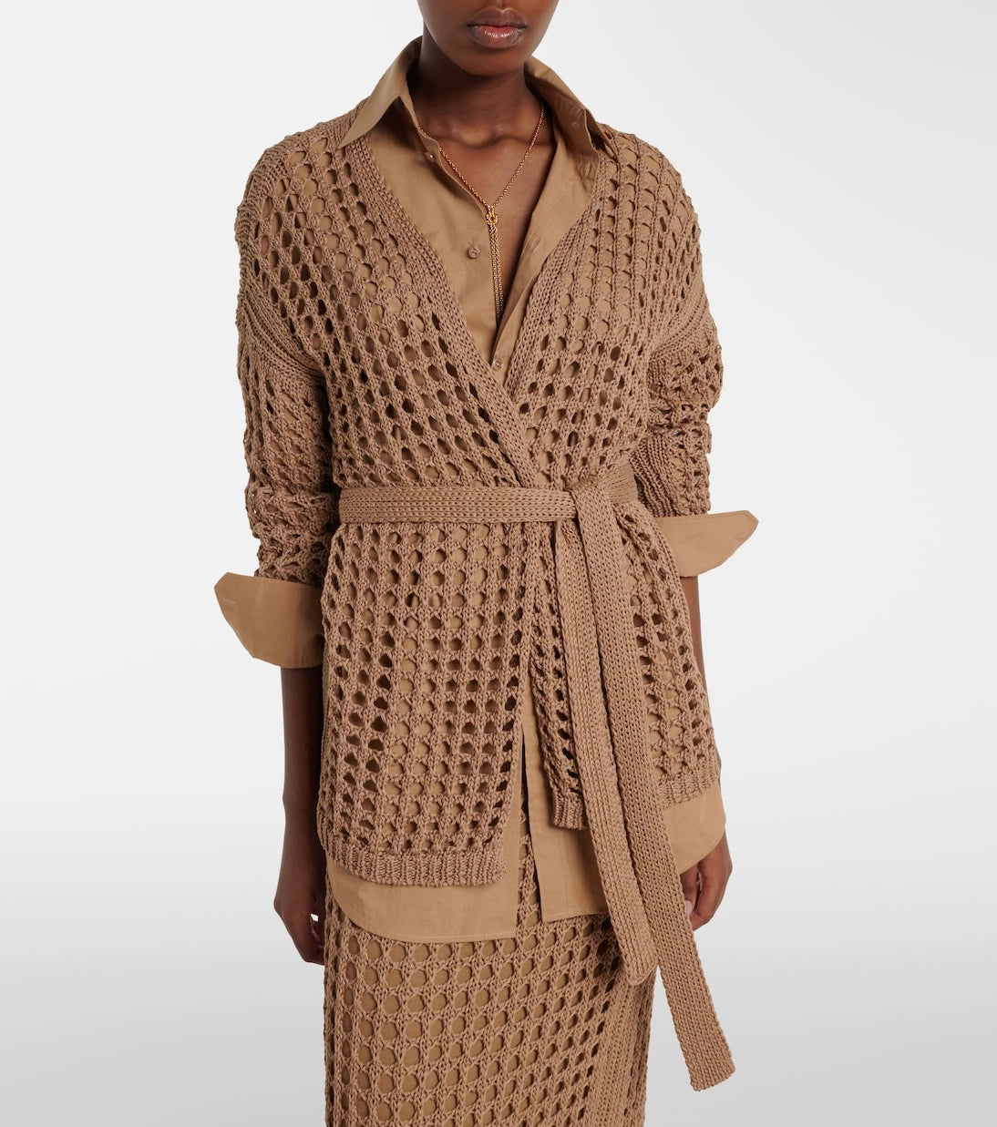 Max Mara - سترة كارديغان جيلو ملفوفة من القطن بنمط محبوك مفتوح