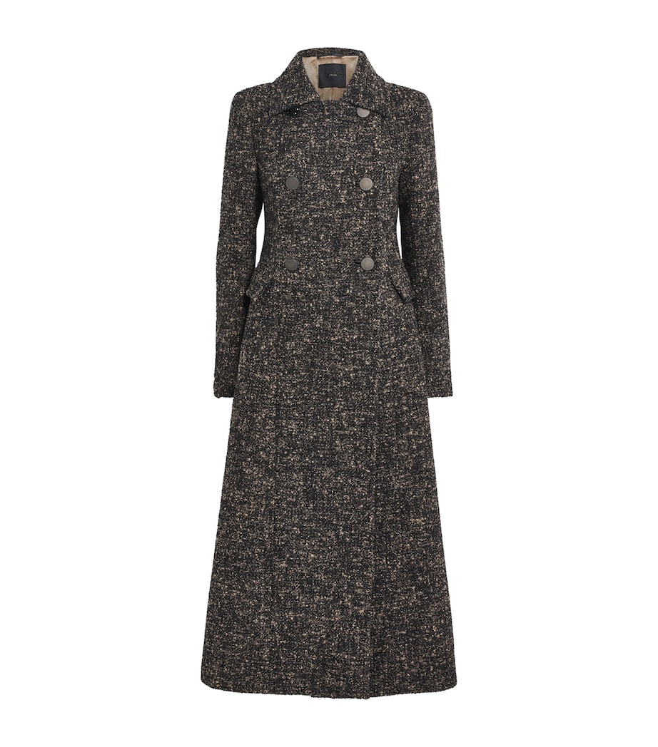 Black Virgin Wool-Blend Double-Breasted Coat
