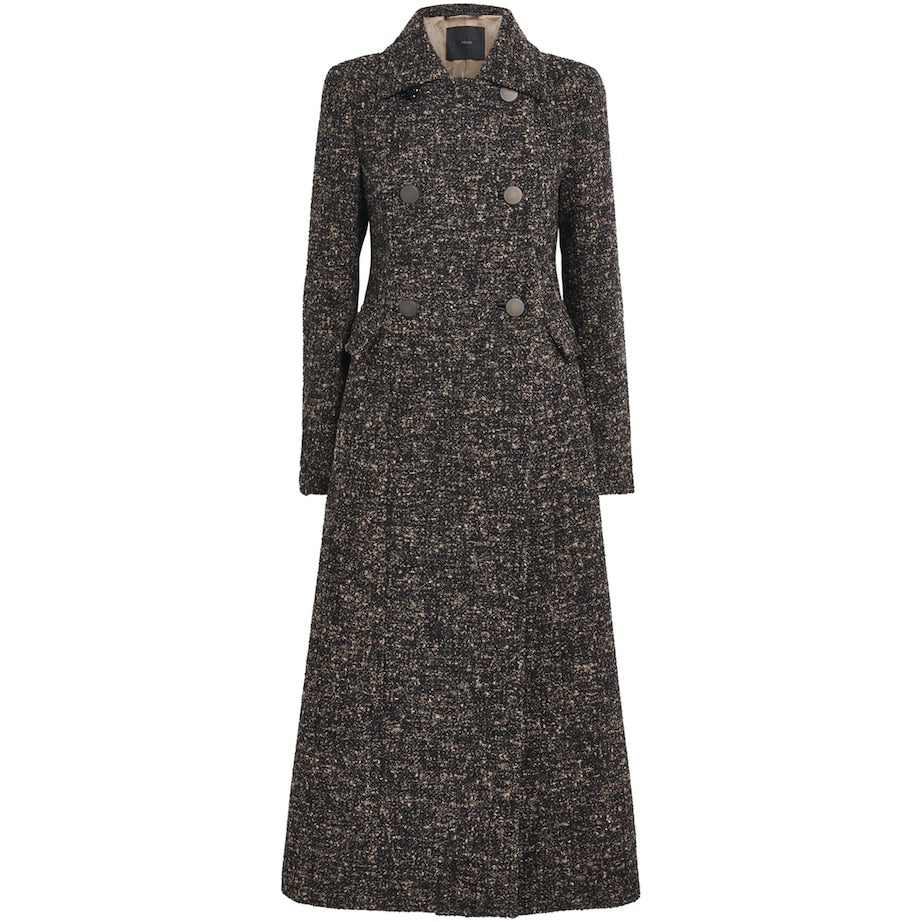 Black Virgin Wool-Blend Double-Breasted Coat
