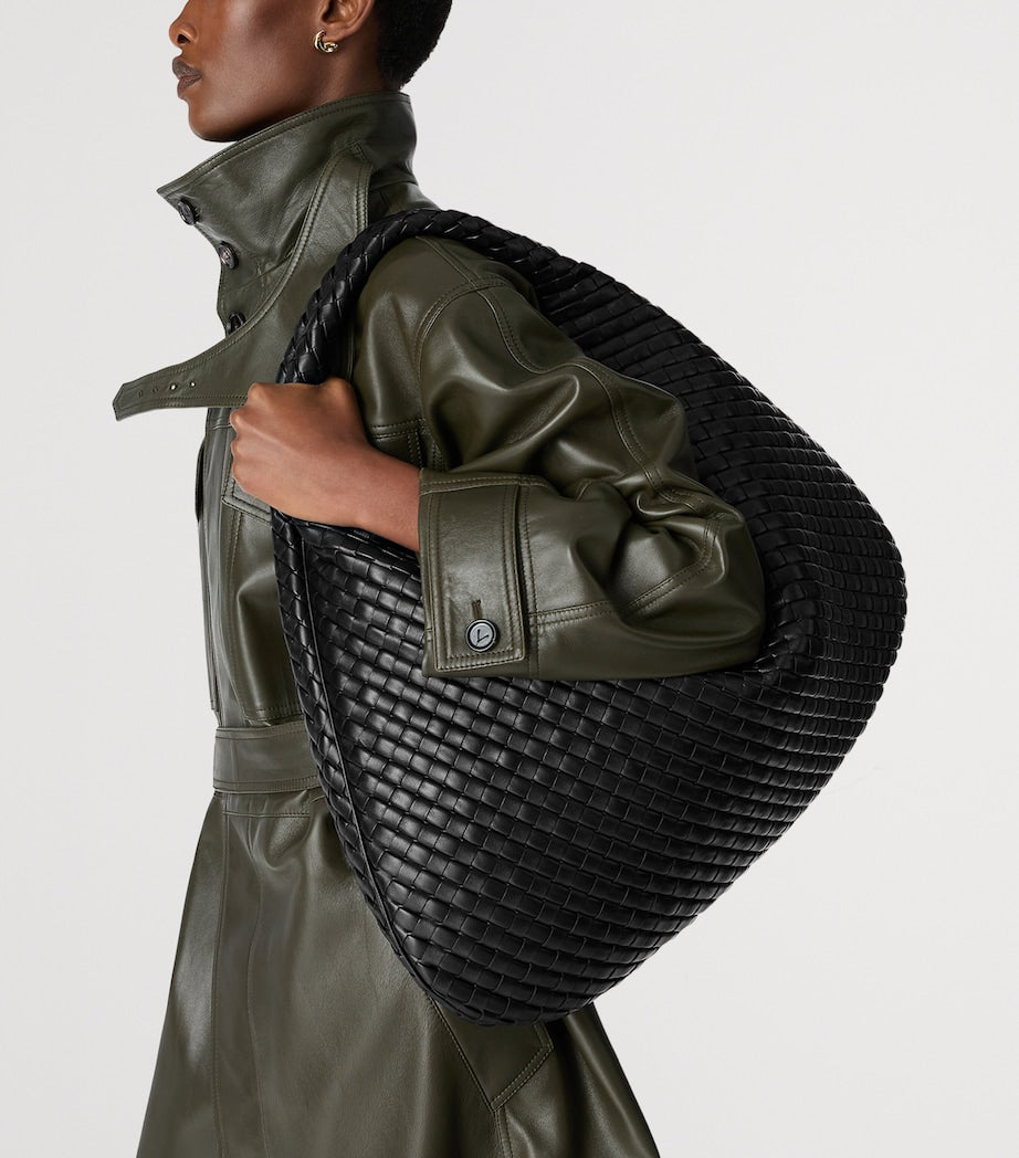 Maxi Leather Intrecciato Veneta Shoulder Bag