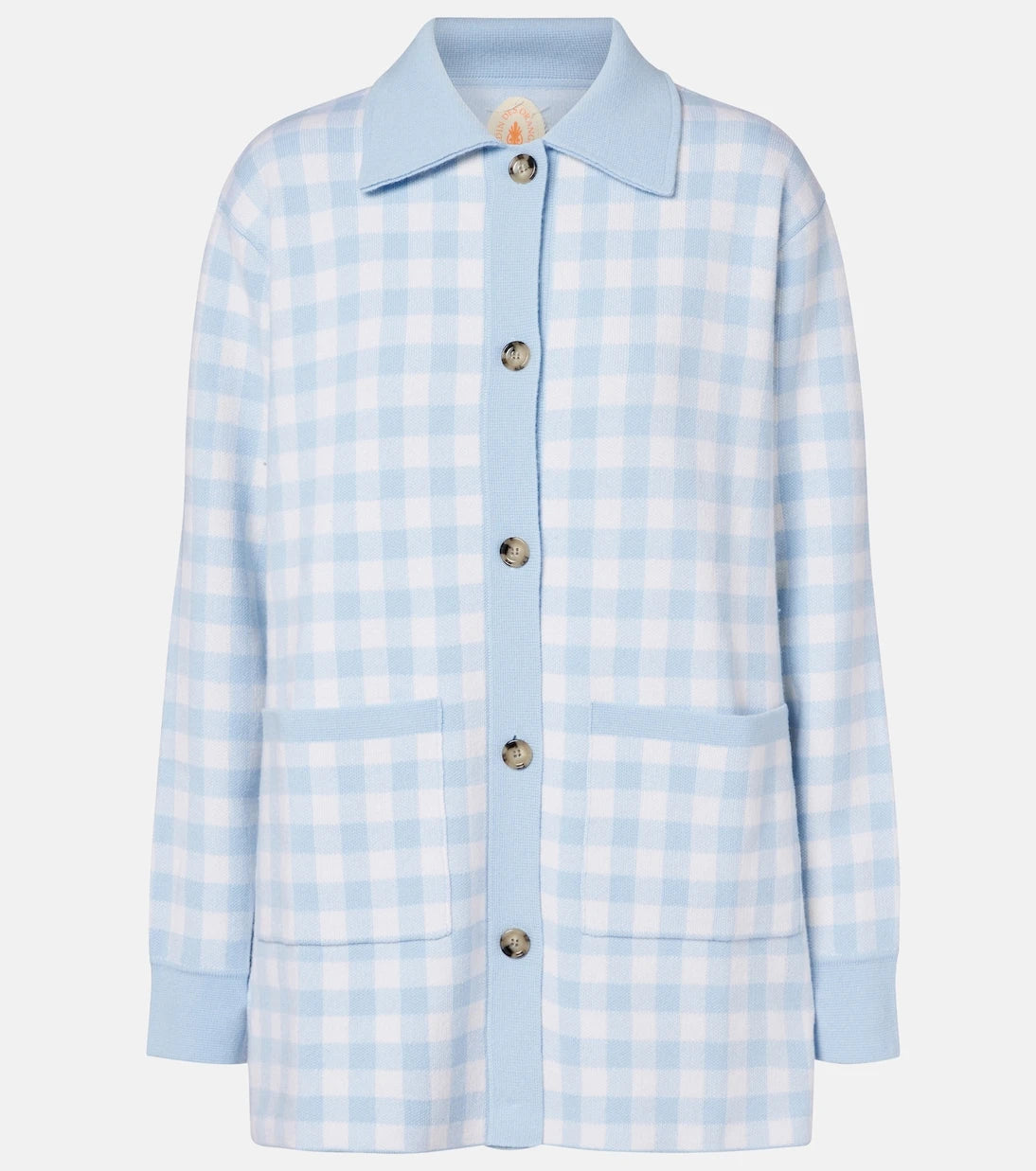 Jardin des Orangers - Gingham wool and cashmere cardigan