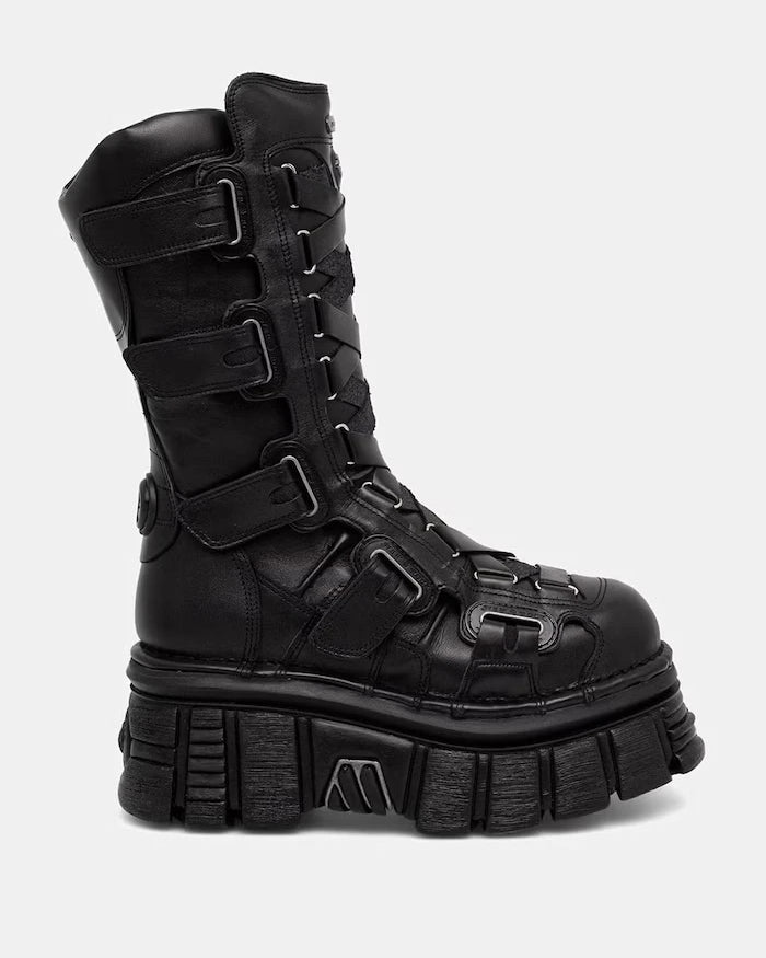 New Rock ботуши под коляното дамски от кожа ITALI NEGRO, NOMADA NEGRO, TOWER E14