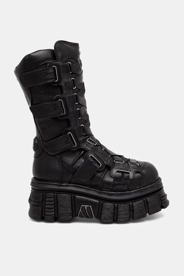 New Rock kadın diz altı deri botlar ITALI NEGRO, NOMADA NEGRO, TOWER E14