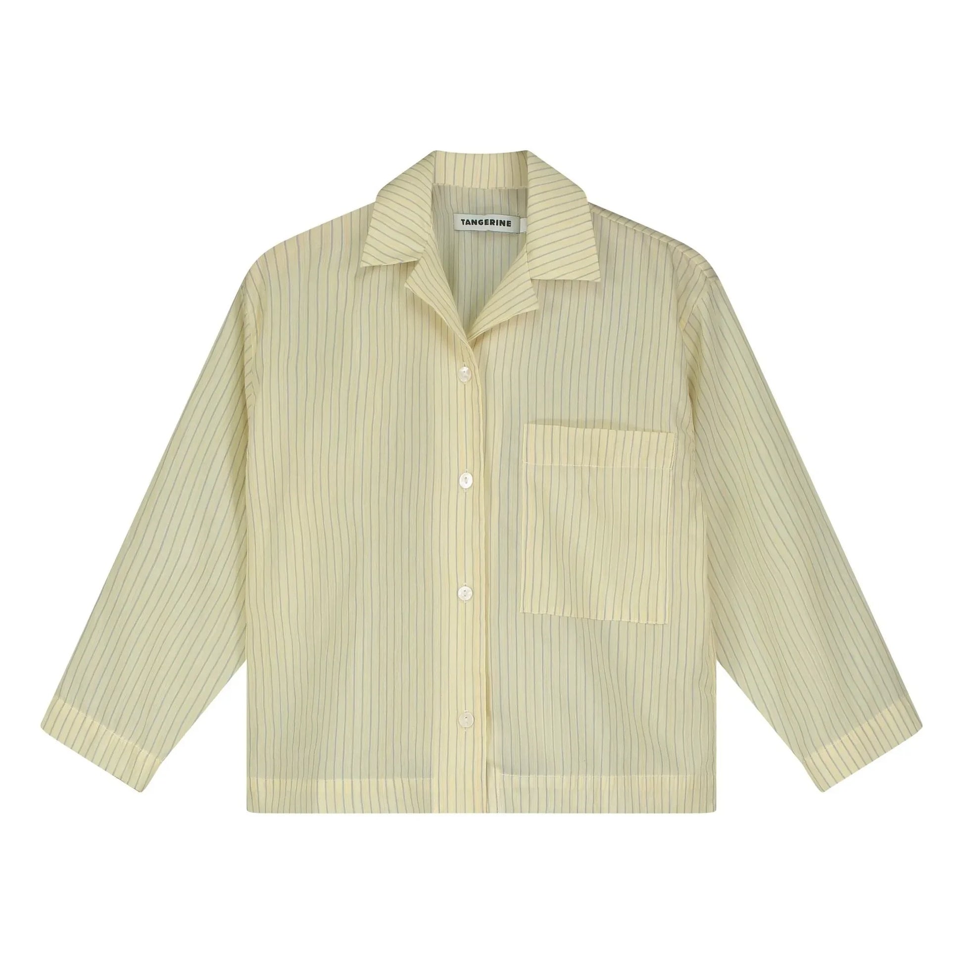 Tangerine - Striped Bowling Shirt | Pale yellow