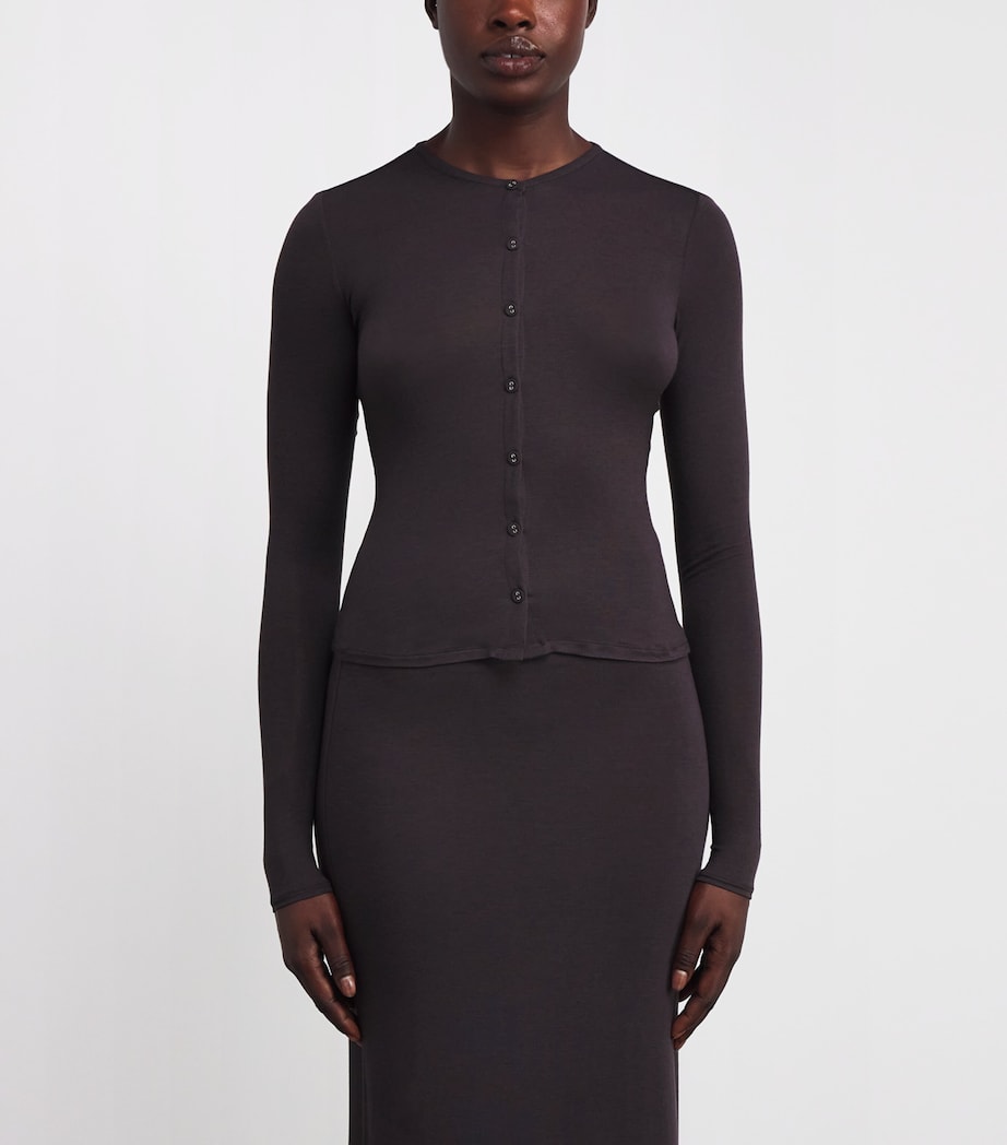 Skims Burgundy Sheer Modal Cardigan