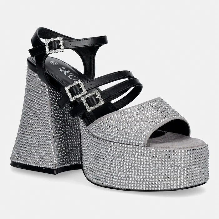Koi Footwear Kalın Topuklu Felicity Crystal Strappy Heels Sandalet