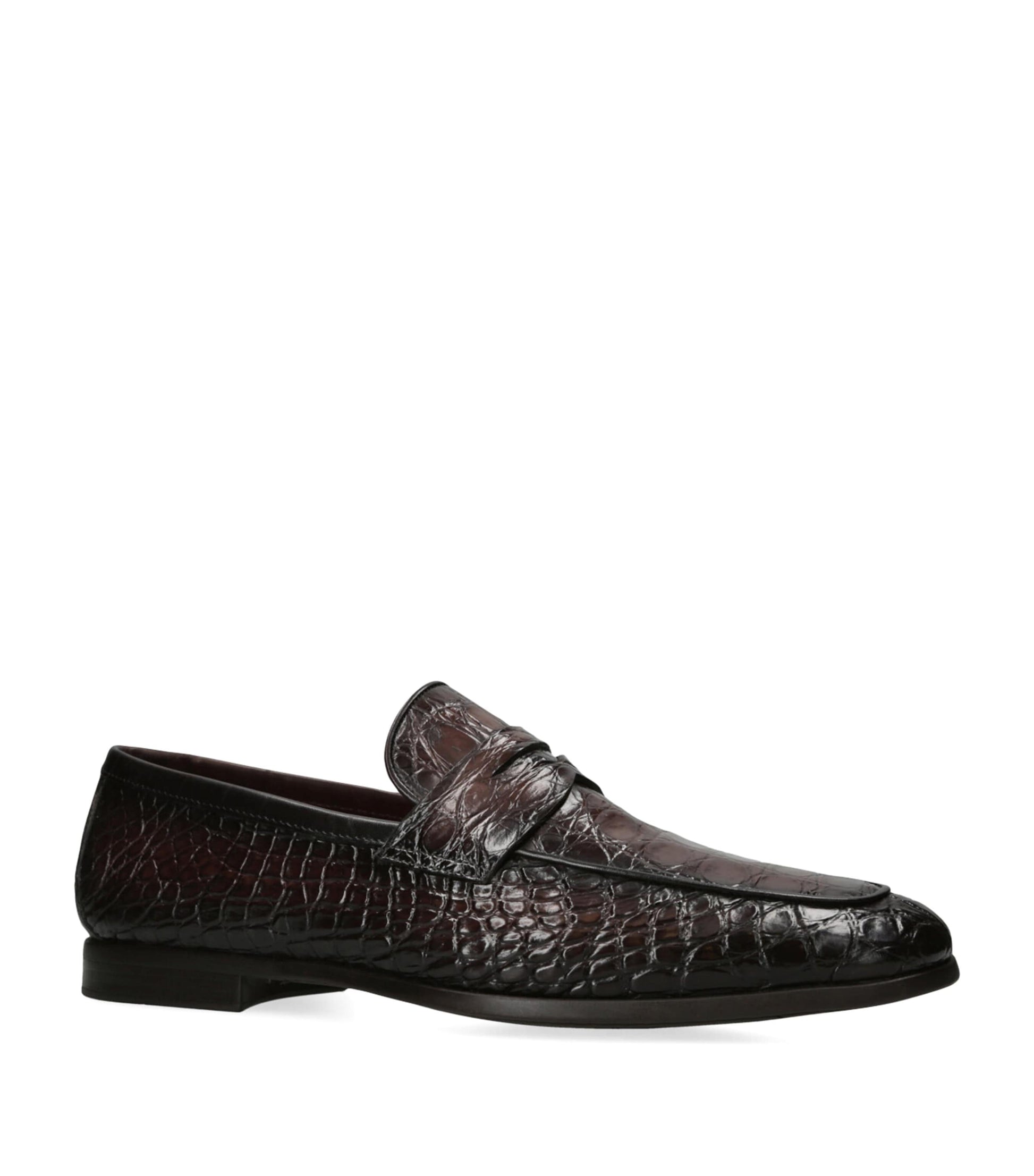 Crocodile Leather Penny Loafers