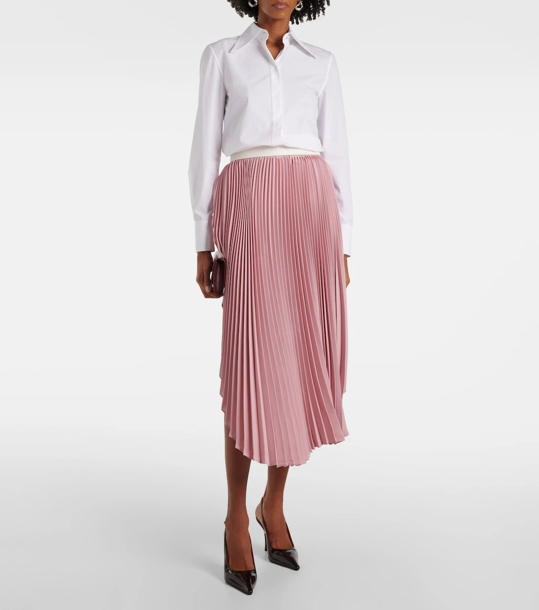 Stella McCartney - Leather-trimmed plissé maxi skirt