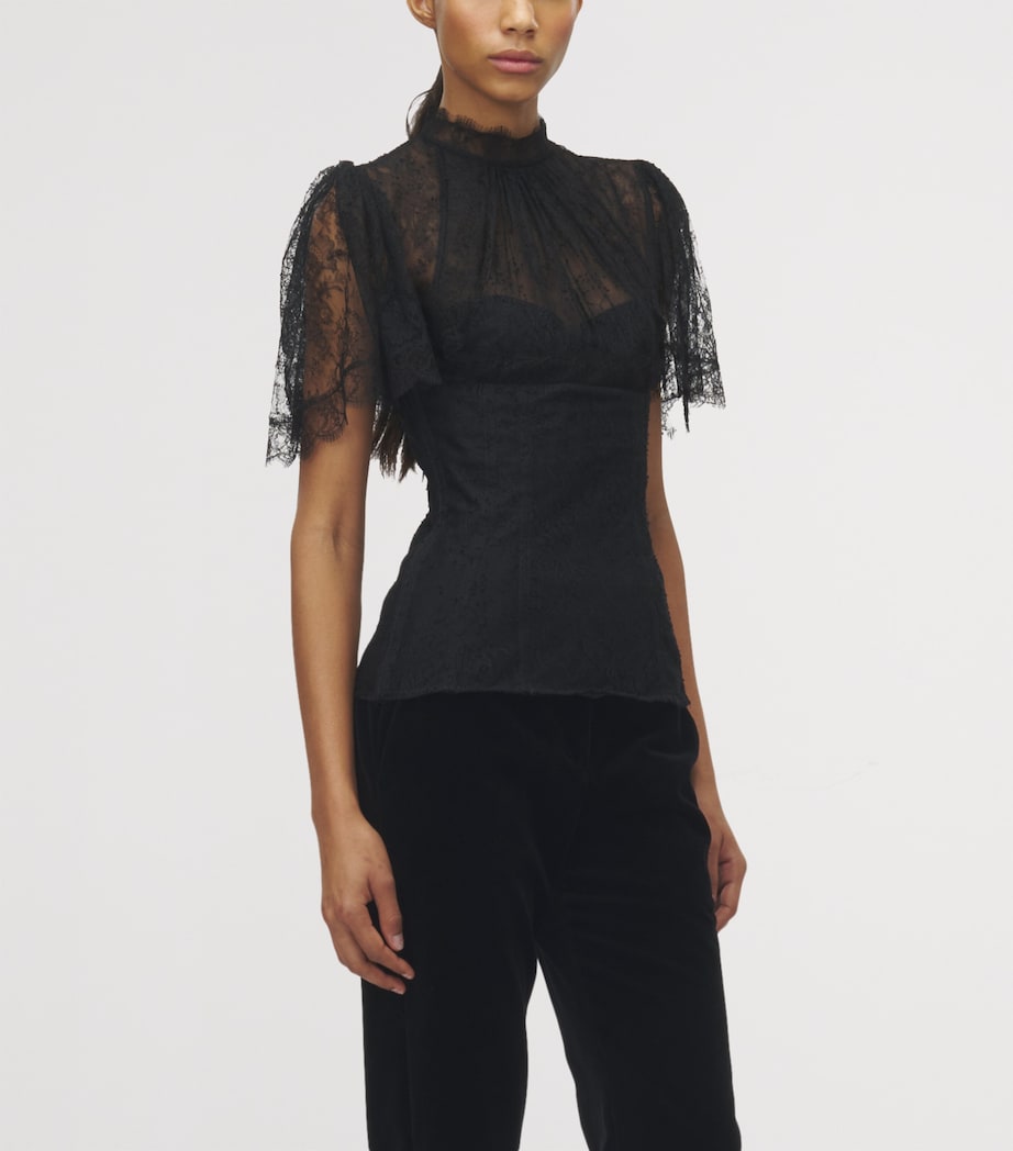 McQueen Black Lace-Detail Blouse