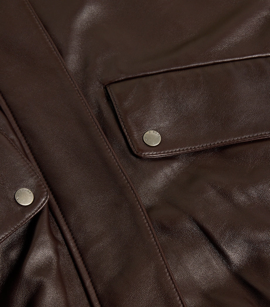 Rag & Bone Brown Leather Aria Bomber Jacket