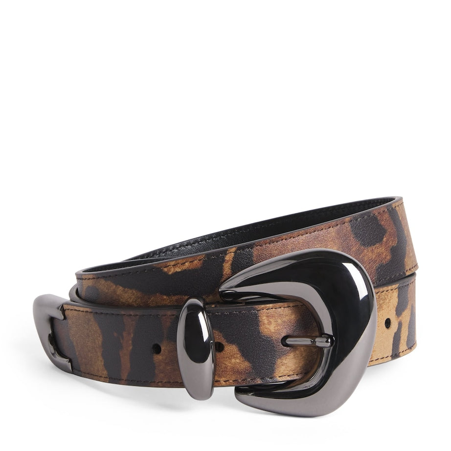 Christian Louboutin Red Bubble Calfskin Leopard Belt