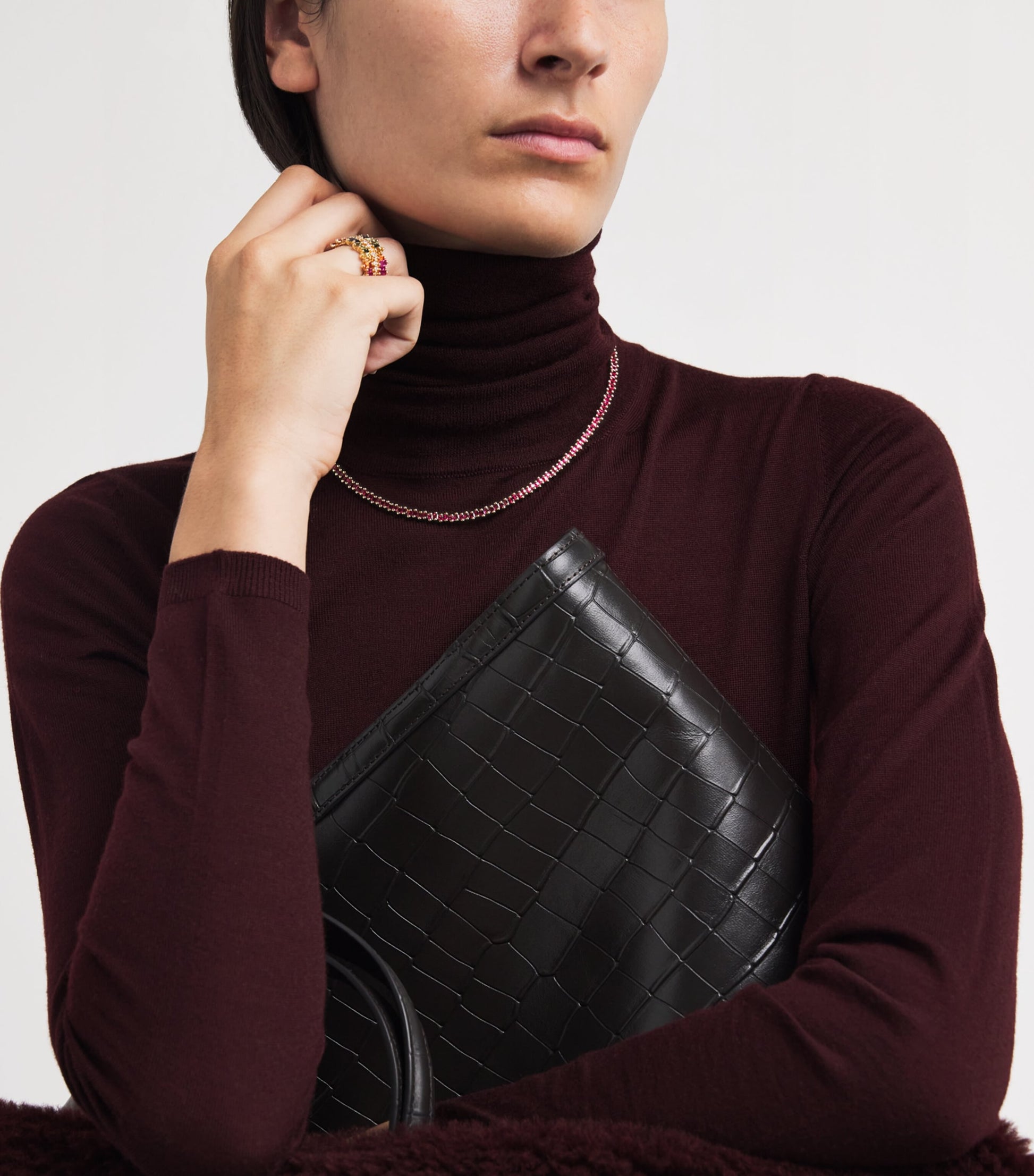 Rose Gold and Ruby Princess Tennis Necklace