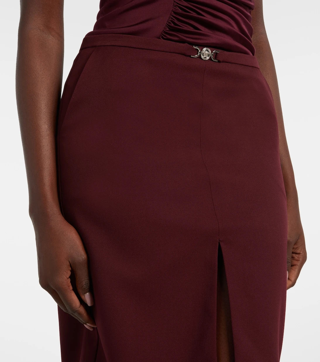 Versace - Medusa wool gabardine pencil skirt