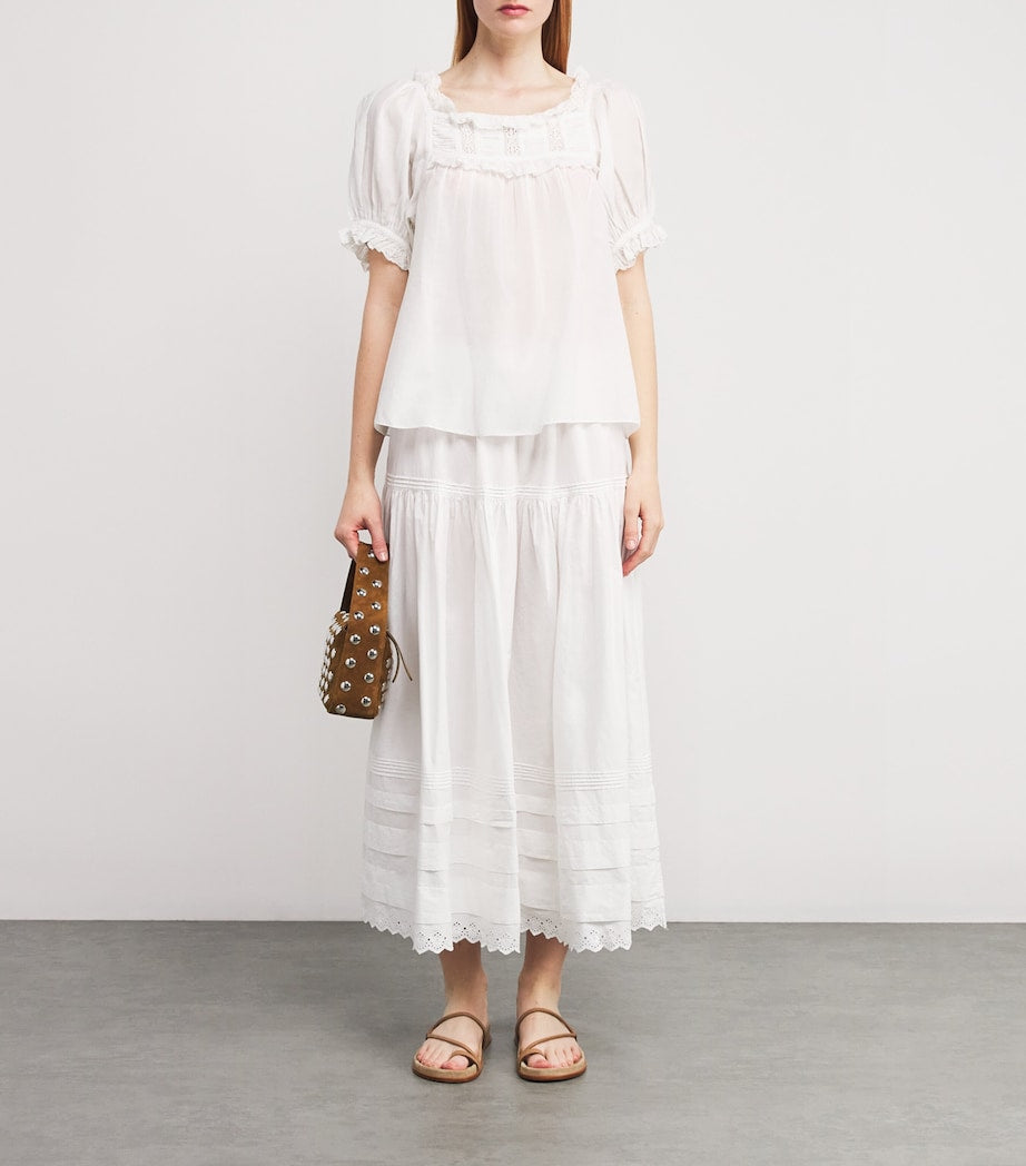 White Organic Cotton-Blend Frances Blouse