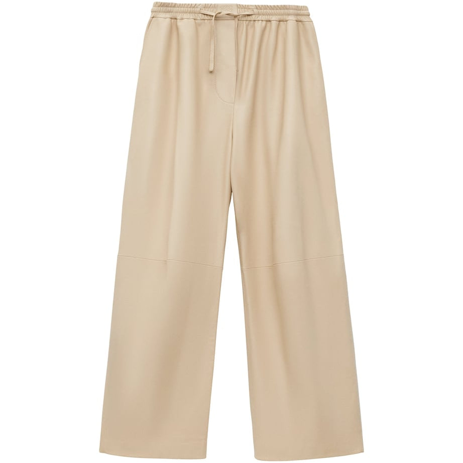 LOEWE Beige EXCLUSIVE Lambskin Wide-Leg Silver Capsule Barrel Trousers
