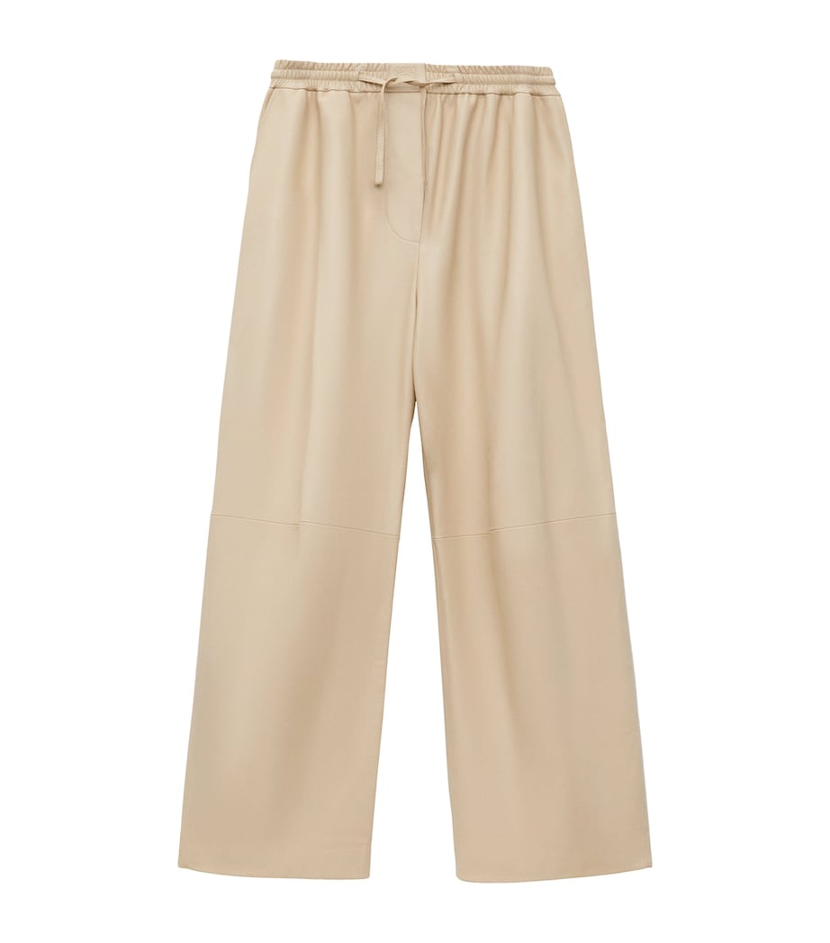LOEWE Beige EXCLUSIVE Lambskin Wide-Leg Silver Capsule Barrel Trousers
