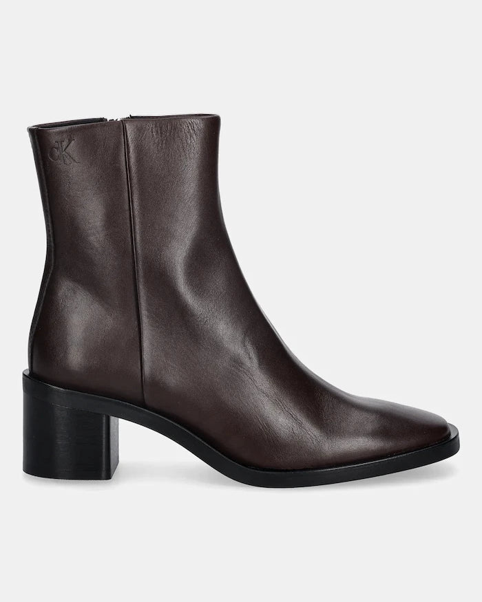 Calvin Klein BLOCK HEEL ZIP BOOT LTH Deri Bot