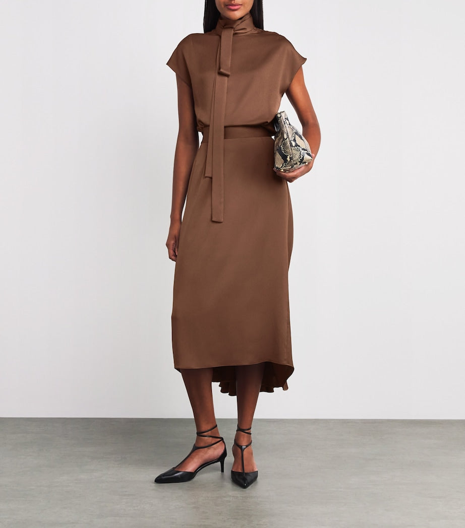 Brown Charmeuse Nyx Maxi Skirt