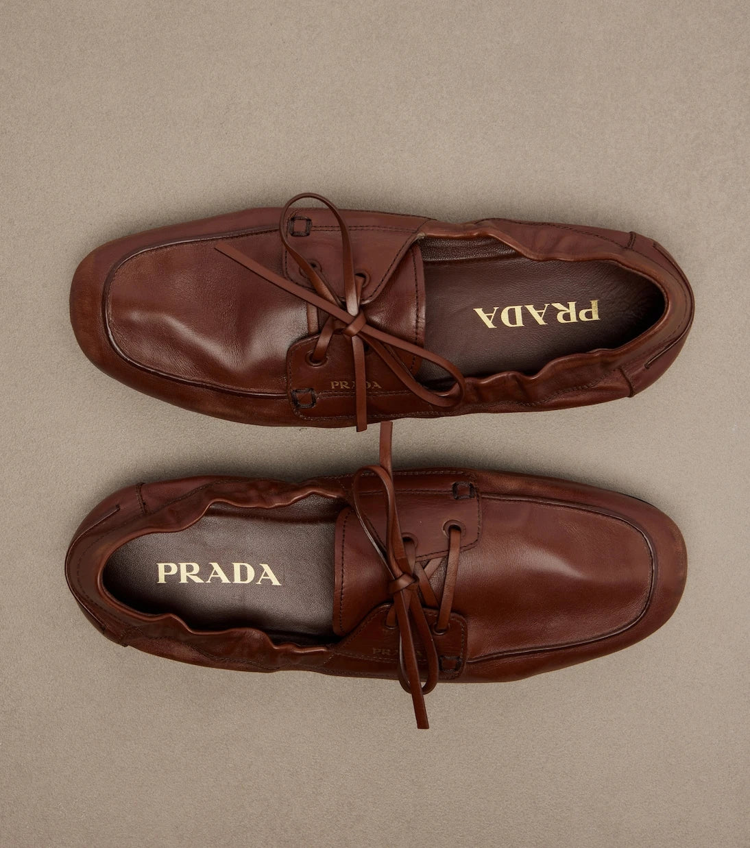 Prada - Shuffle leather boat shoes