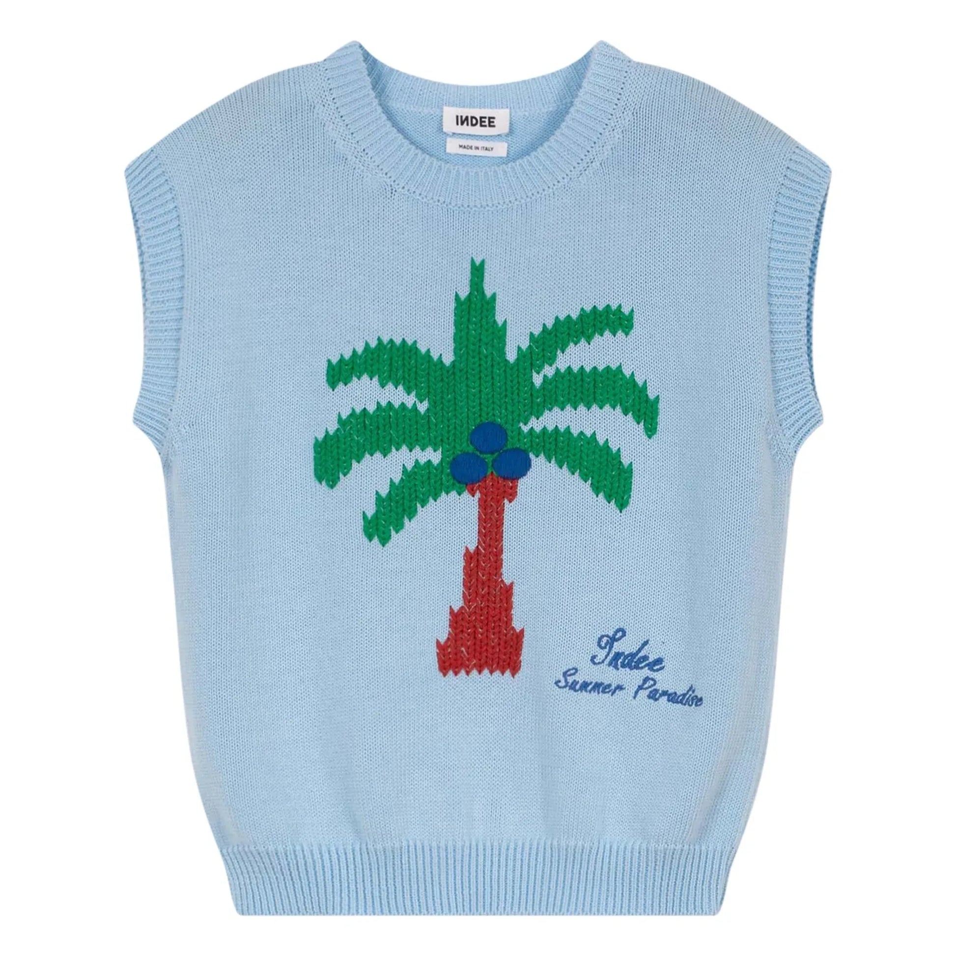 Indee - Sleeveless Vaucluse Palm sweater | Light blue