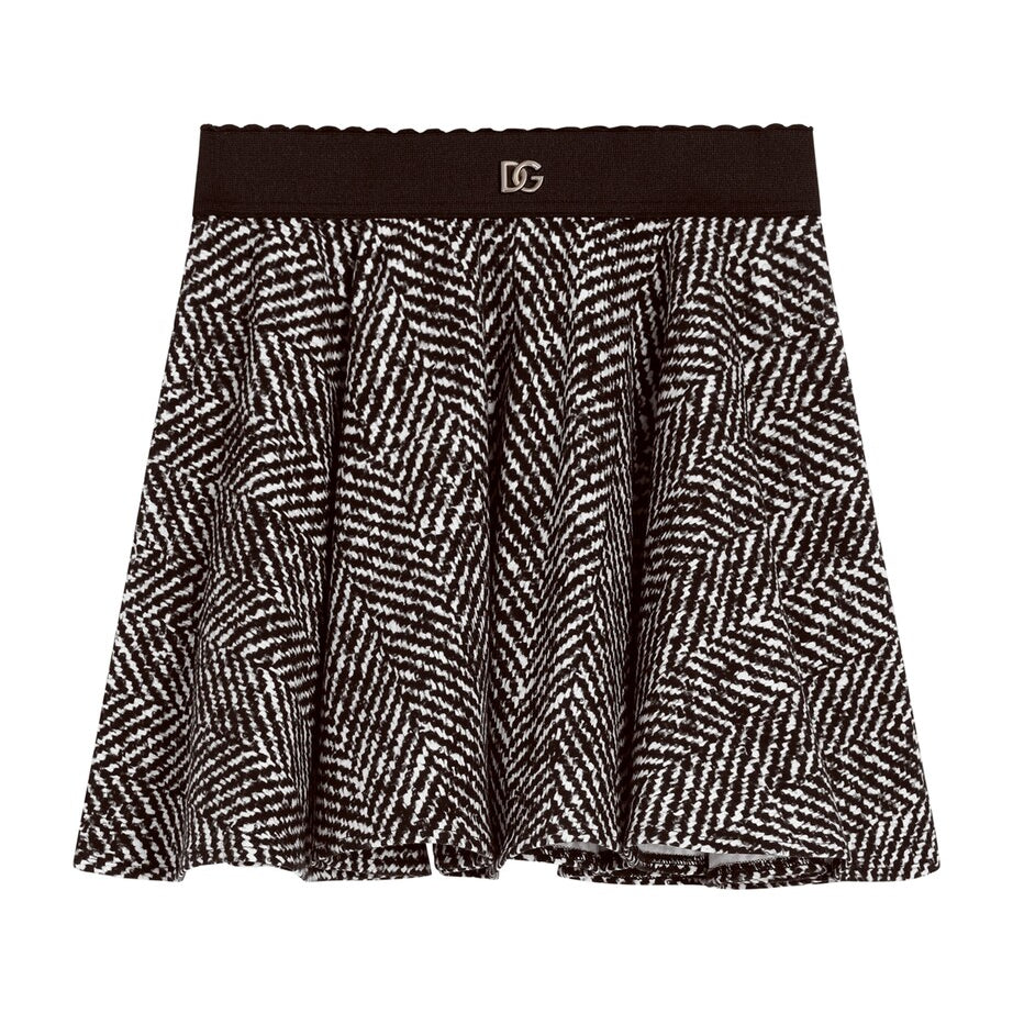 Stretch-Cotton Interlock Chevron Print Skirt (8-12 Years)