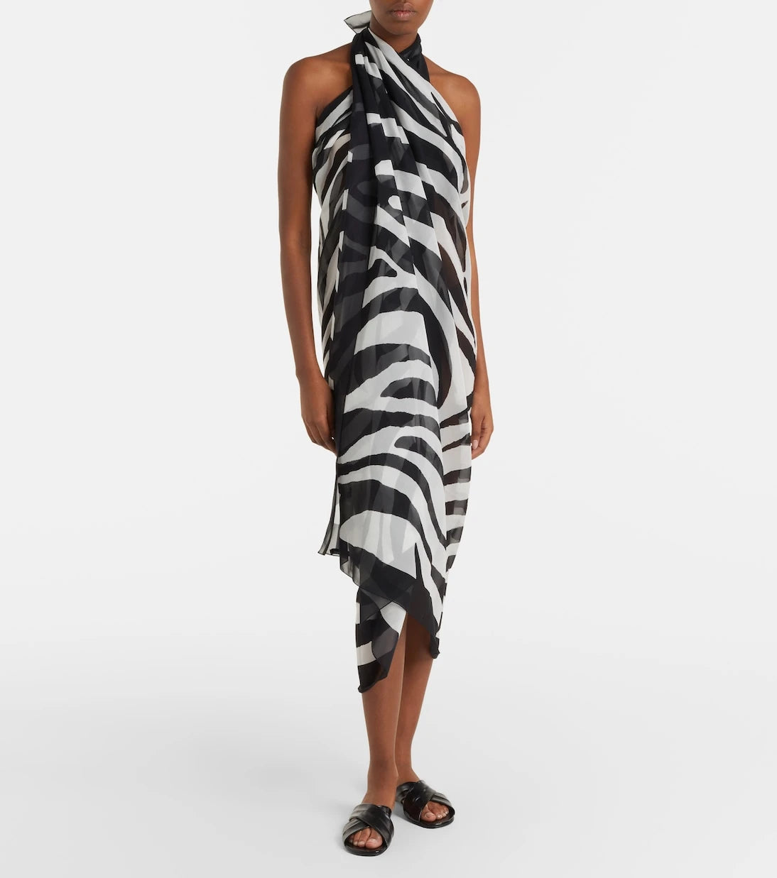 Balmain - Zebra-print silk beach cover-up