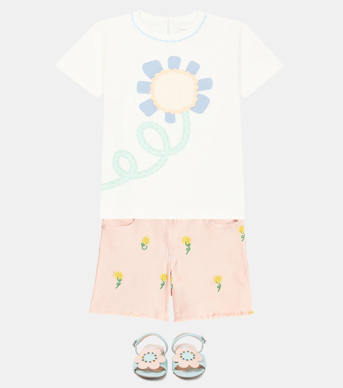 Stella McCartney Kids - Floral embroidered denim shorts