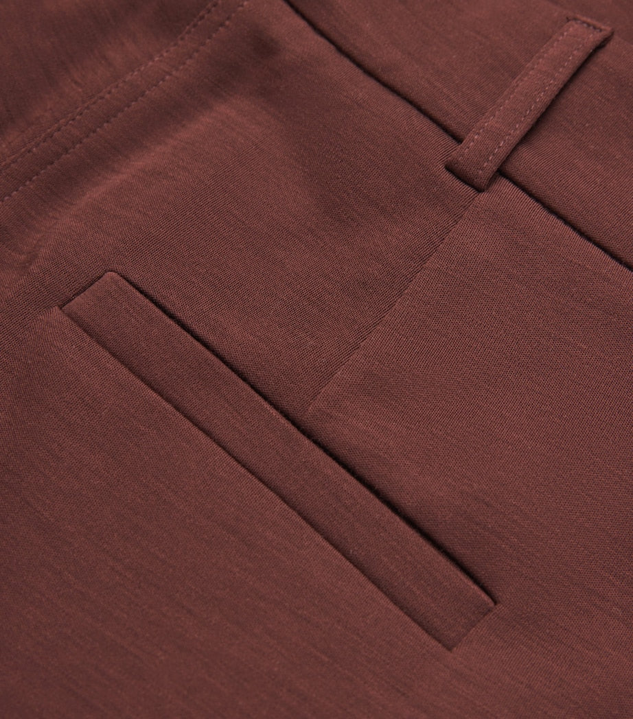 Max Mara Red Wool Jersey Palazzo Trousers