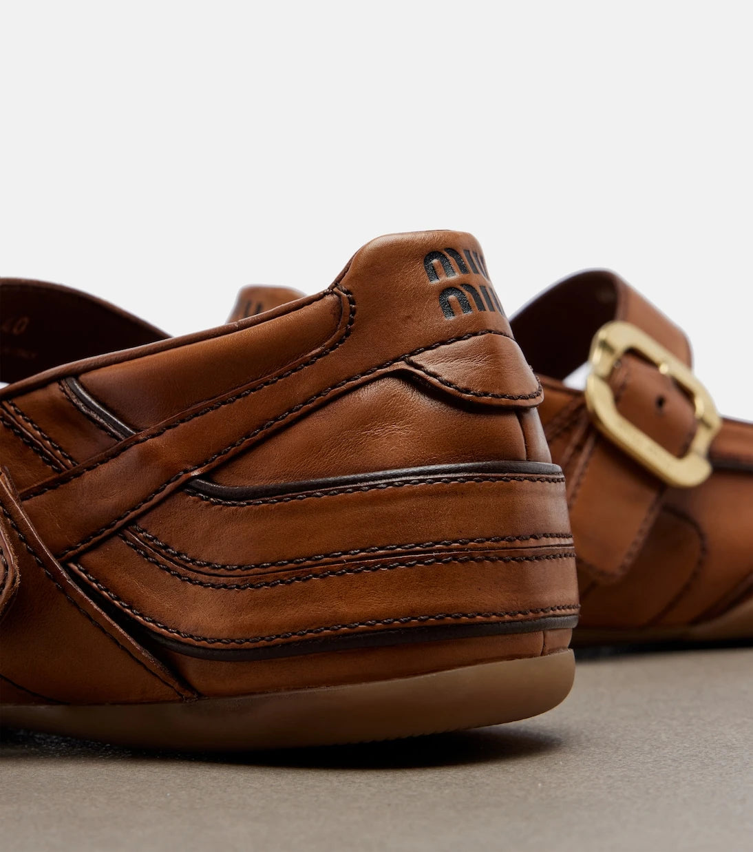 Miu Miu - Gymnasium leather ballet flats