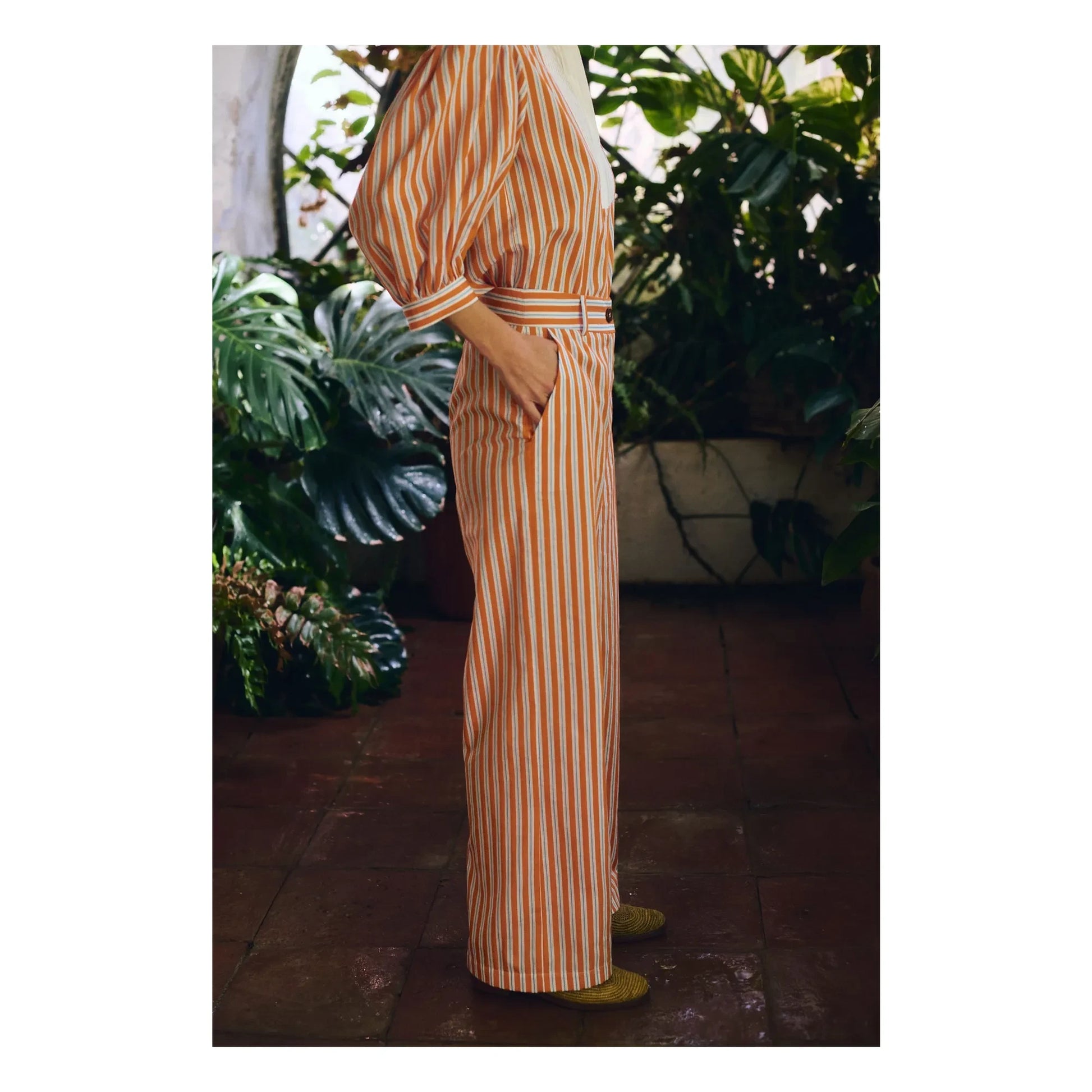 Maria de la Orden - Romeo Cotton Stripe Pants | Orange