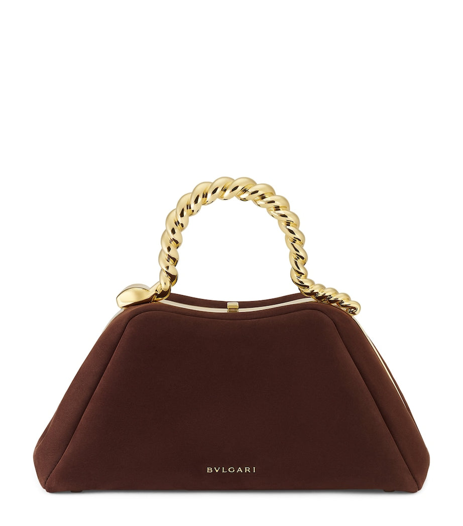 Brown x Geraldine Guyot Small Nubuck Leather Serpentine Top-Handle Bag