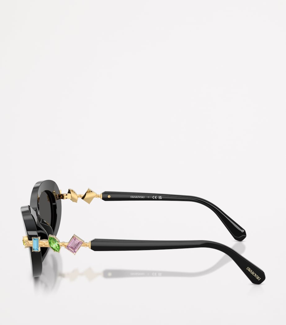 Swarovski Black Acetate Oval SK6042 Sunglasses 100187