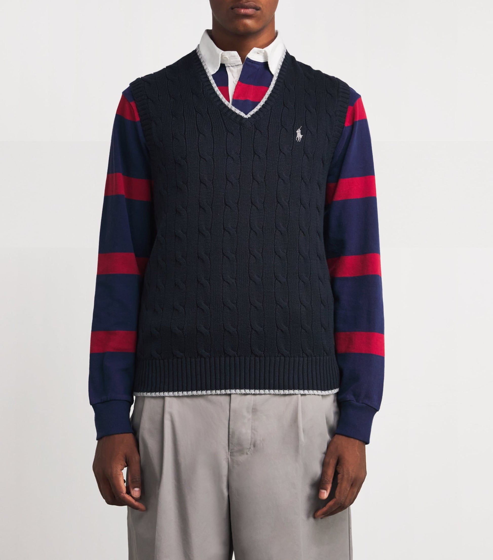 Polo Ralph Lauren Navy Cotton Cable Knit Sweater Vest