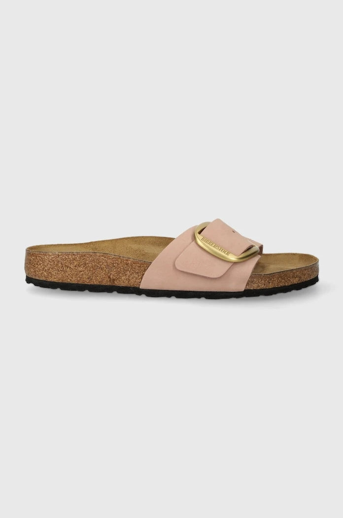 Birkenstock düz tabanlı kadın nubuk Madrid Big Buckle terlik