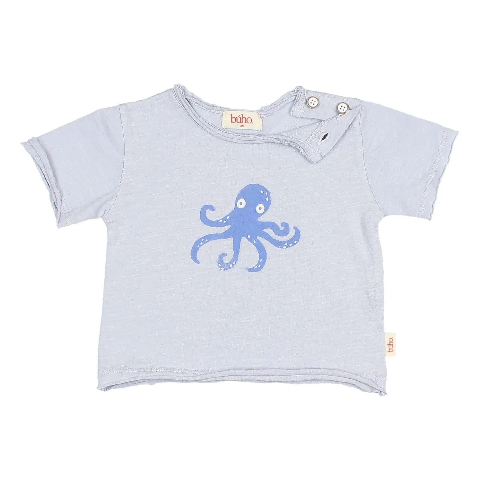 Búho - Organic cotton octopus T-shirt | Pale blue