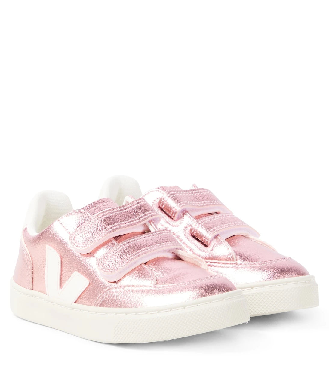 Veja Kids - V-12 metallic leather sneakers