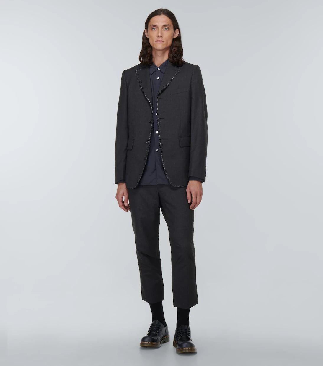Comme des Garçons Homme Deux - بنطلون صوف بقصة ضيقة وخصر منخفض