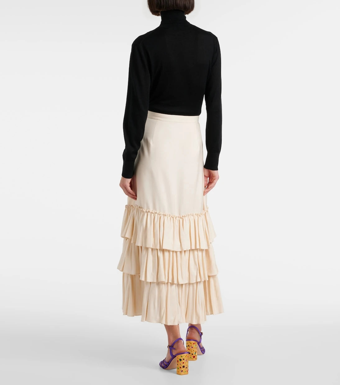 Valentino - Ruffled silk maxi skirt