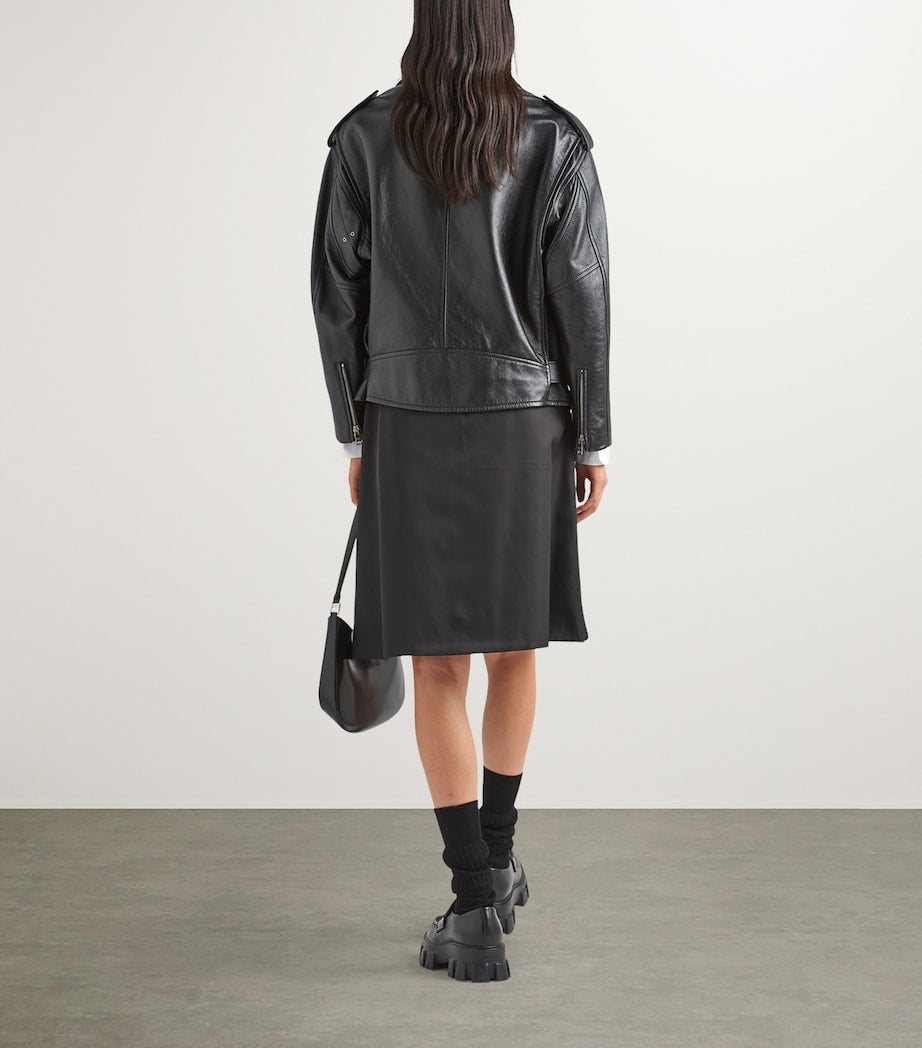 Prada Black Nappa Leather Biker Jacket