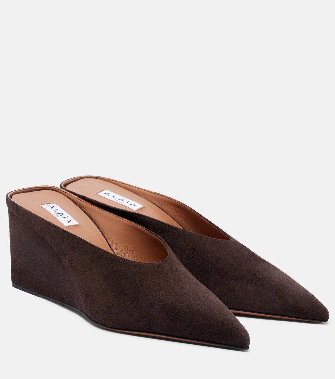 Alaïa - Cube suede wedge mules