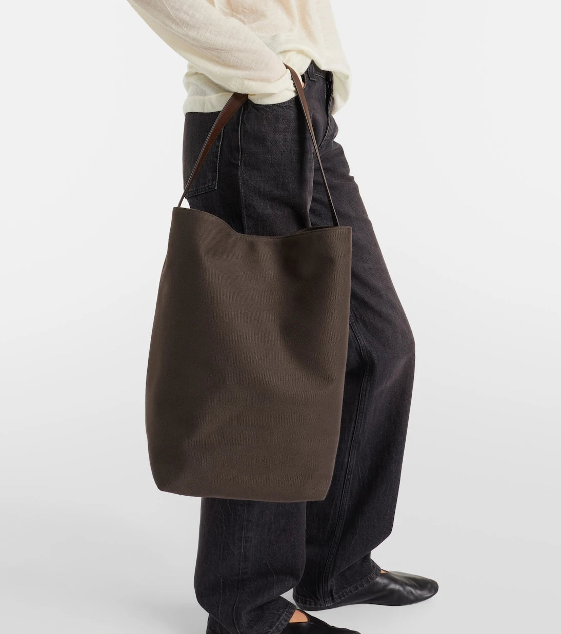 The Row - N/S Park Large canvas and leather tote bag