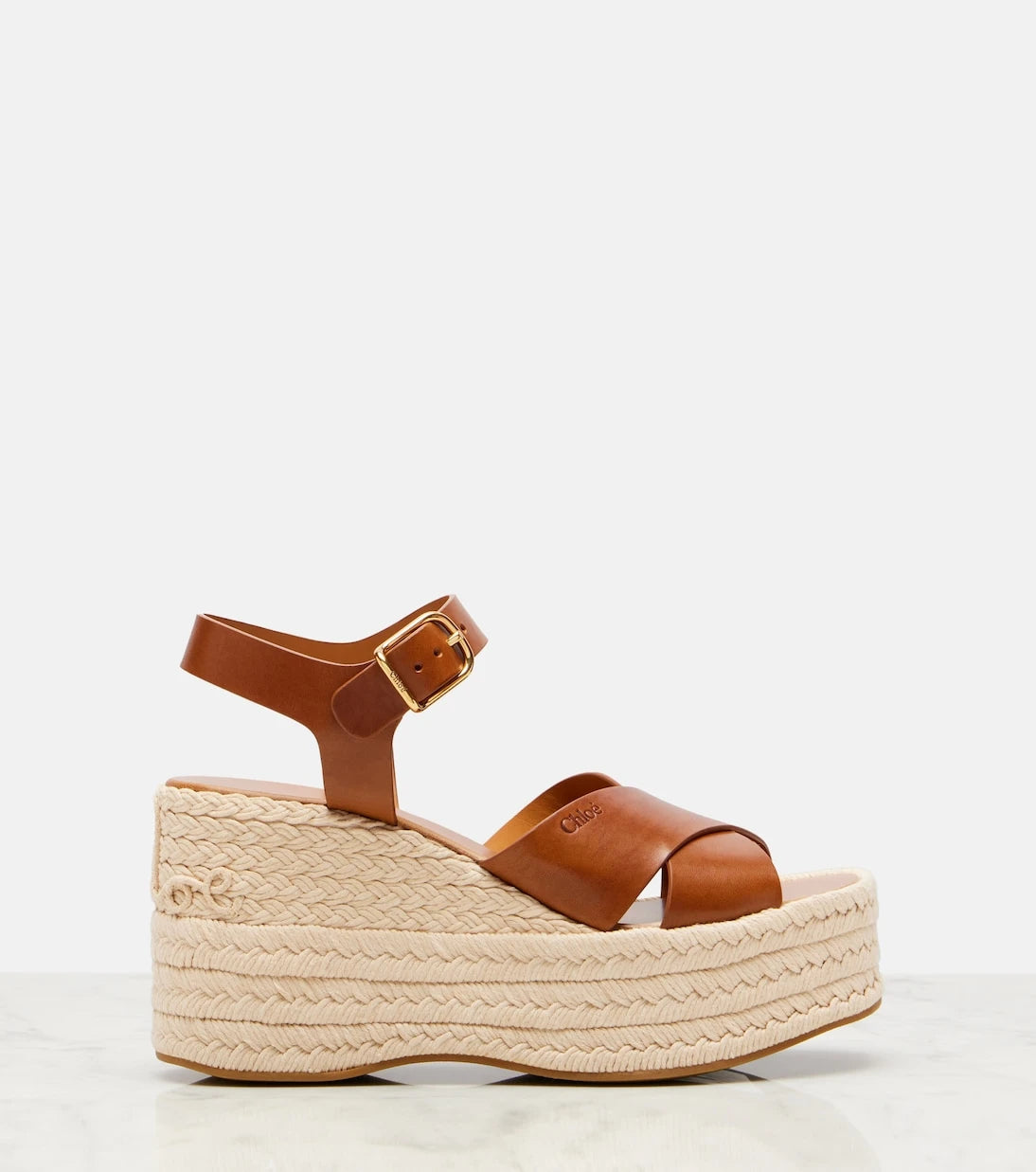 Chloé - Isla leather espadrille wedges