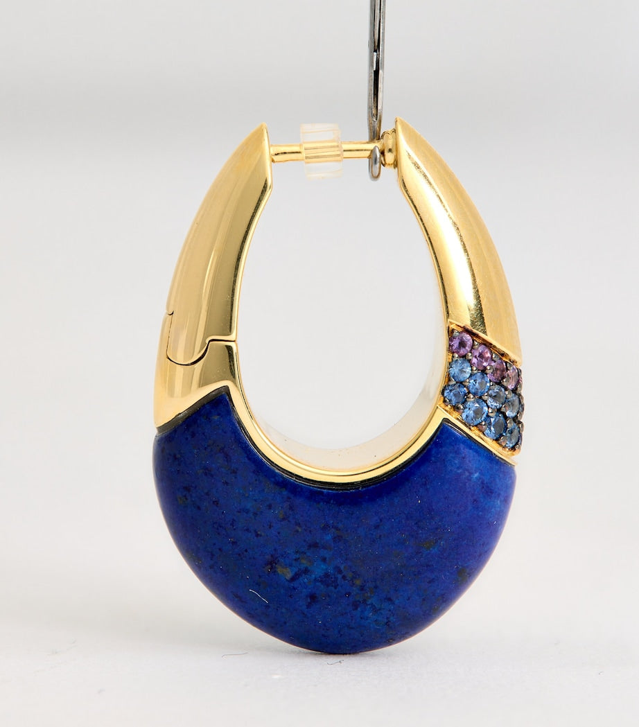 Yellow Gold, Lapis and Sapphire Bernadette Oval Earrings