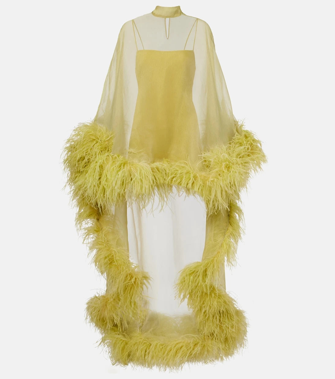 Taller Marmo - Daisy feather-trimmed organza kaftan
