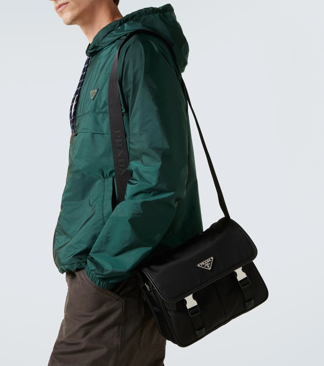Prada - Re-Nylon leather-trimmed shoulder bag