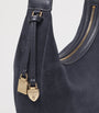 Small Suede Hudson Crescent Shoulder Bag