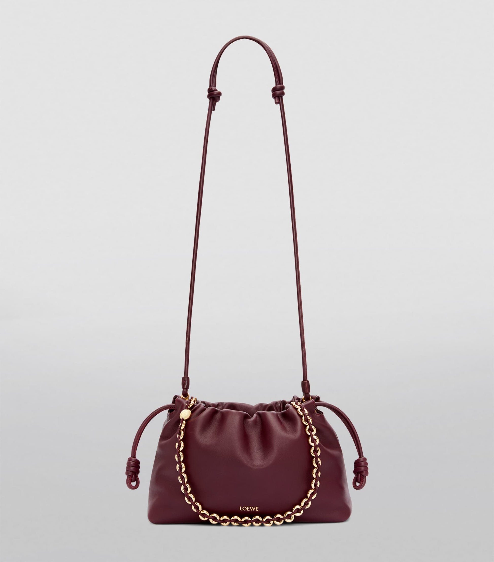 LOEWE Burgundy Leather Flamenco Purse
